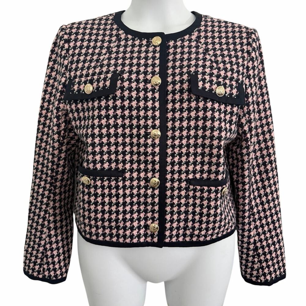 Talbots Pink and Black Tweed Blazer Size 12